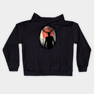 Hannibal Wendigo with Antlers Red Moon Silhouette Kids Hoodie